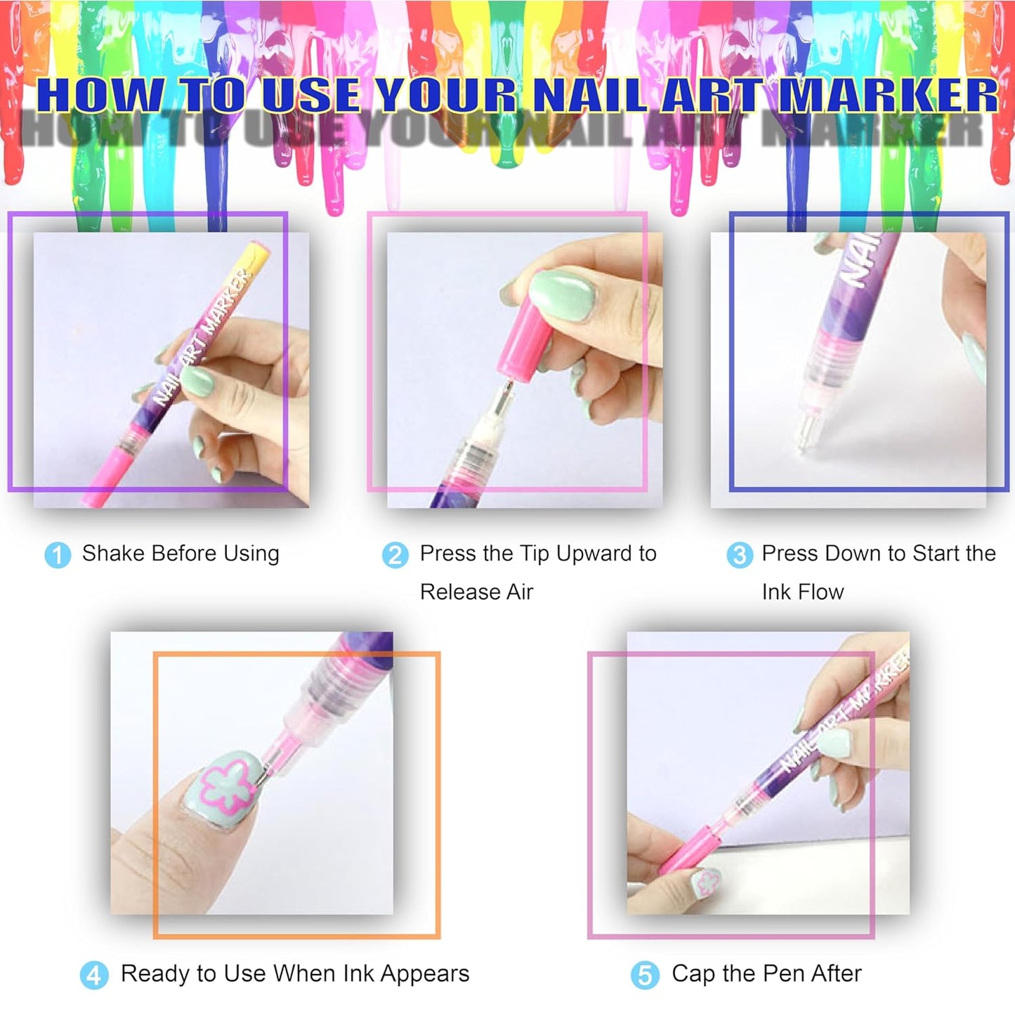 12 Colors Nail Art Pens Set