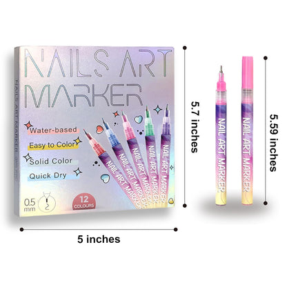 12 Colors Nail Art Pens Set